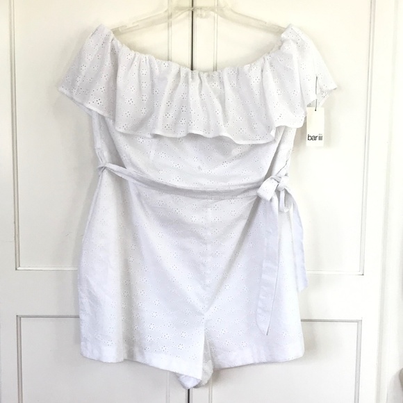 BAR lll Cotton Romper Shorts White Eyelet Bandeau Ruffle Women’s Plus Size 20 1X - Picture 5 of 15